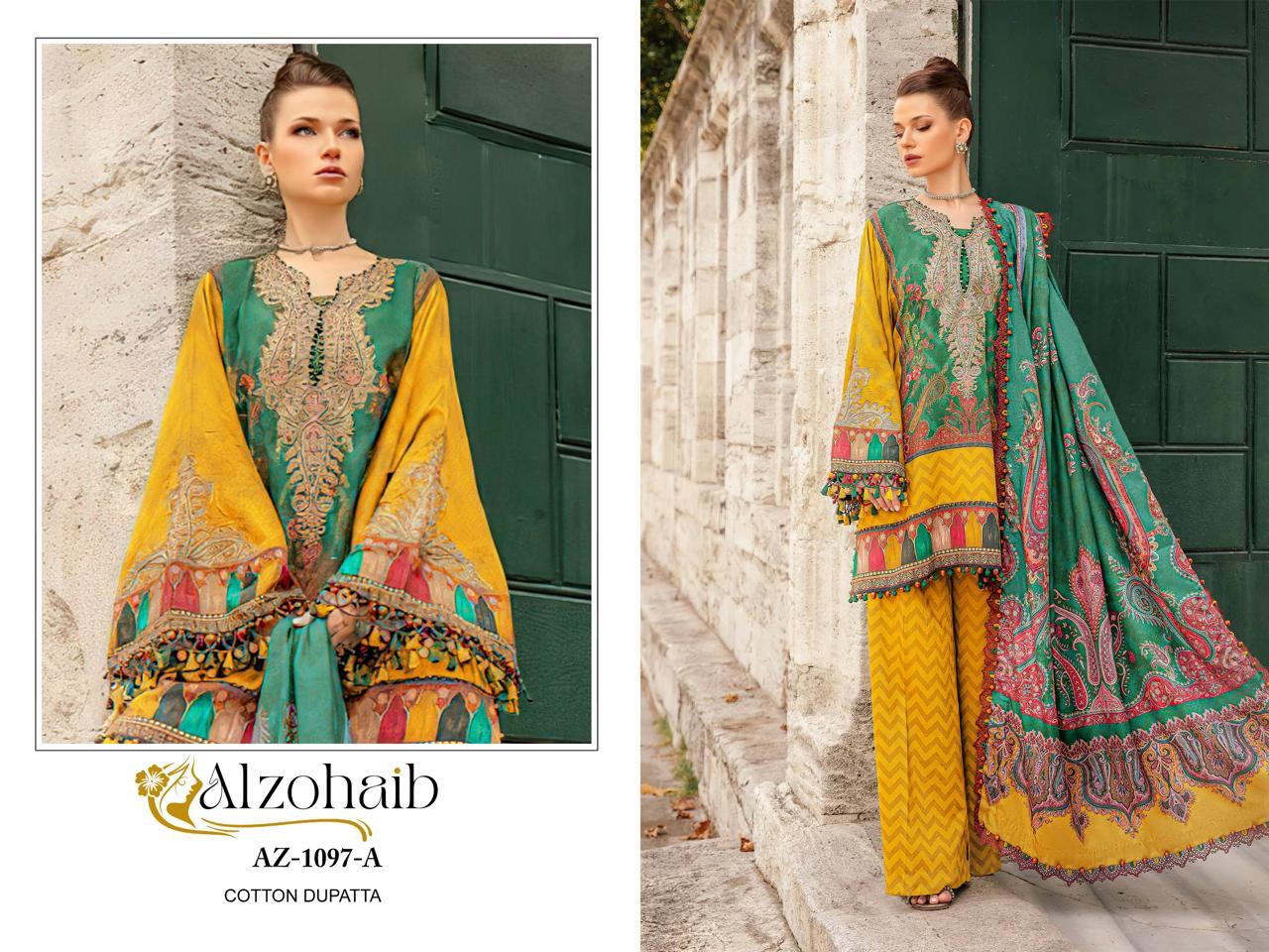 Alzohaib Az 1097 Embroidery Patch Cotton Pakistani Suits Wholesale Shop In Surat
